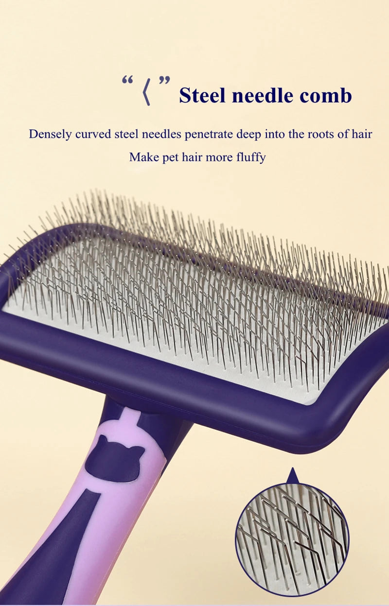 Pet Brush Stainless Steel for Comb, Massage, Grooming,Hair Remover