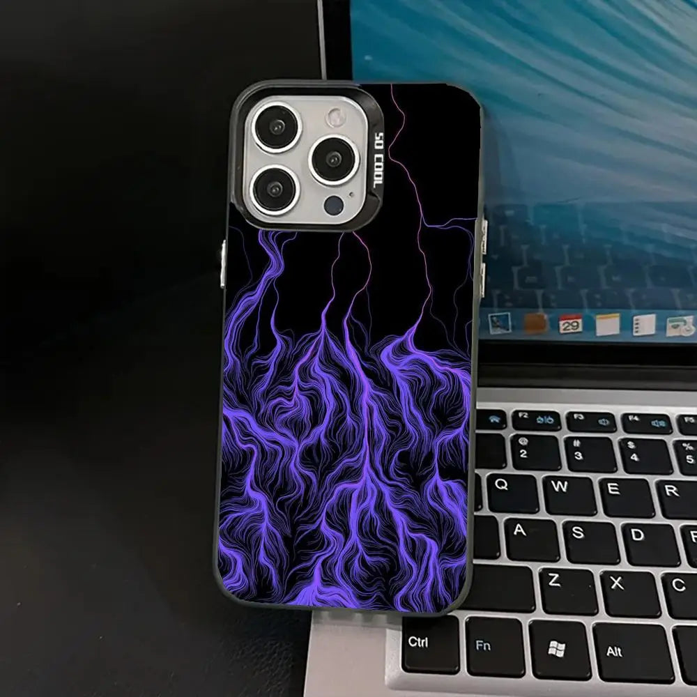 Purple lightning Phone Case case for iPhone17 16 15 14 13 12 11 Pro/ Max/Plus shock-proof rear cover anti-fingerprint