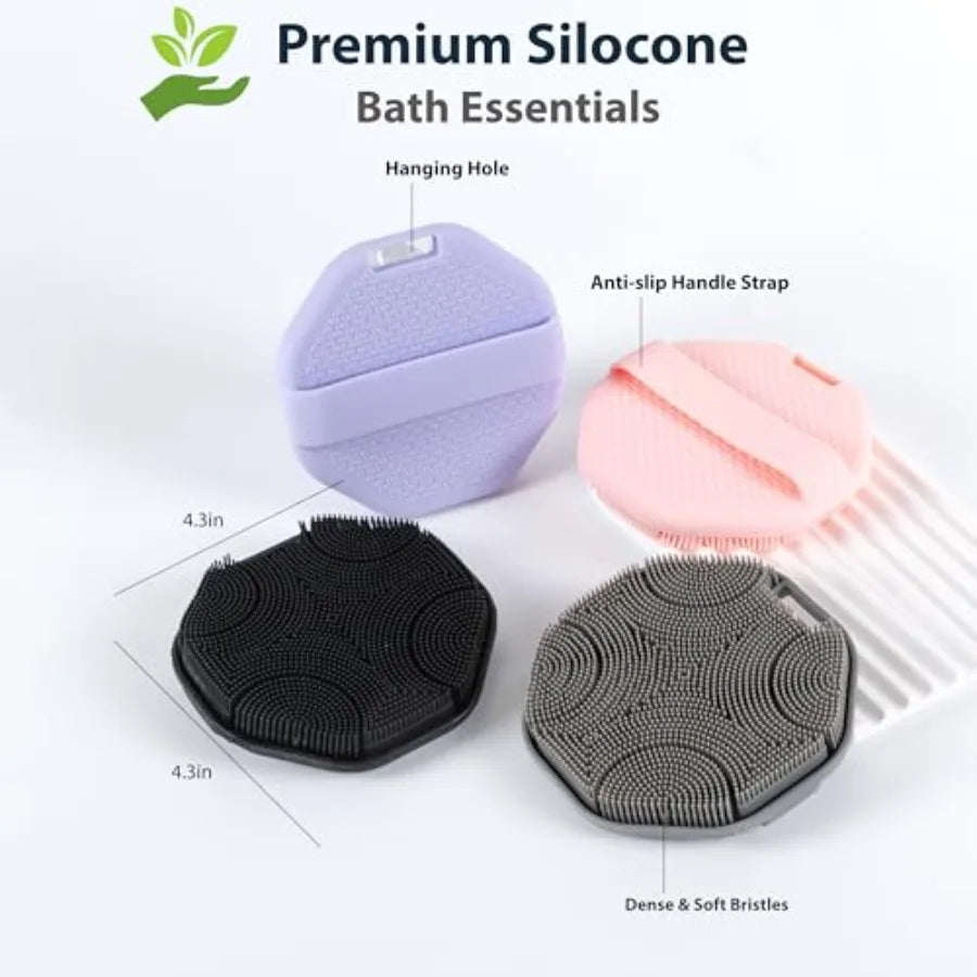 2 Pack Silicone Exfoliating Body Scrubber with Handle