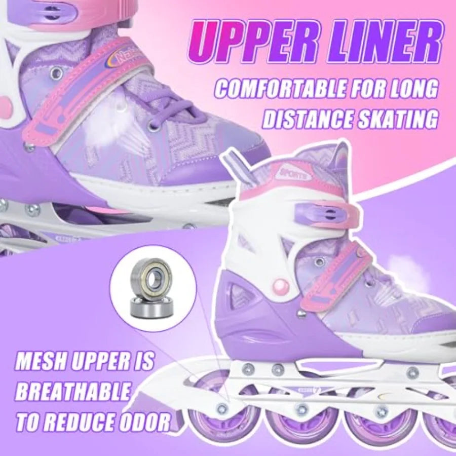 Adjustable Inline Skates, with Light up Wheels,