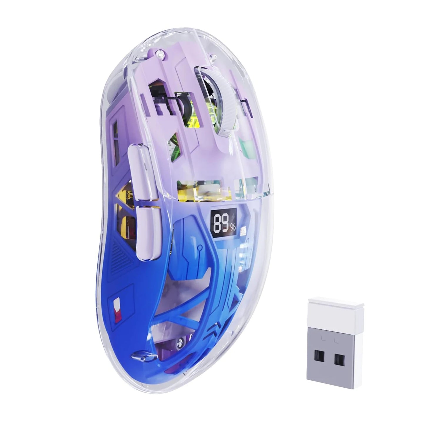 A2 Transparent Wireless Gaming Mouse, BT 5.0/2.4G PC Rechargeable