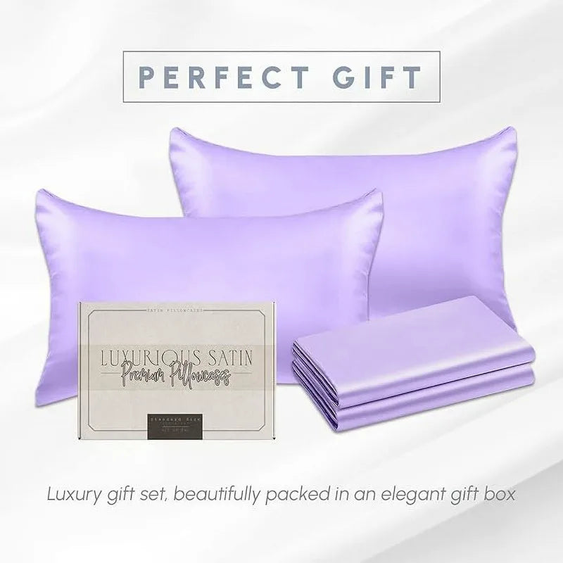 2-PACK Cooling Viscose Satin Pillowcase Set with Hidden Zipper closure, King,