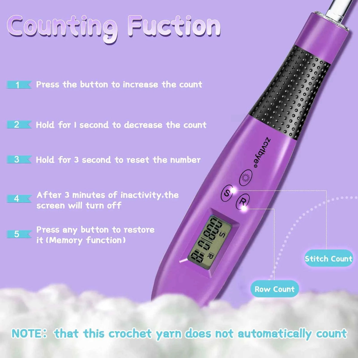 24PCS Crochet Hook Set With  LED  Light & Row Digital Counter