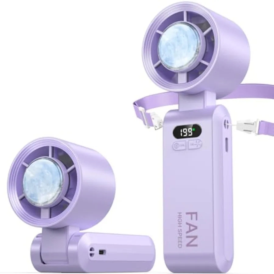 Handheld Portable Turbo Fan with Ice Cooler Speed -99 5500mAh* Rechargeable Personal Fan [20H Cooling Time] Mini Yet Powerful