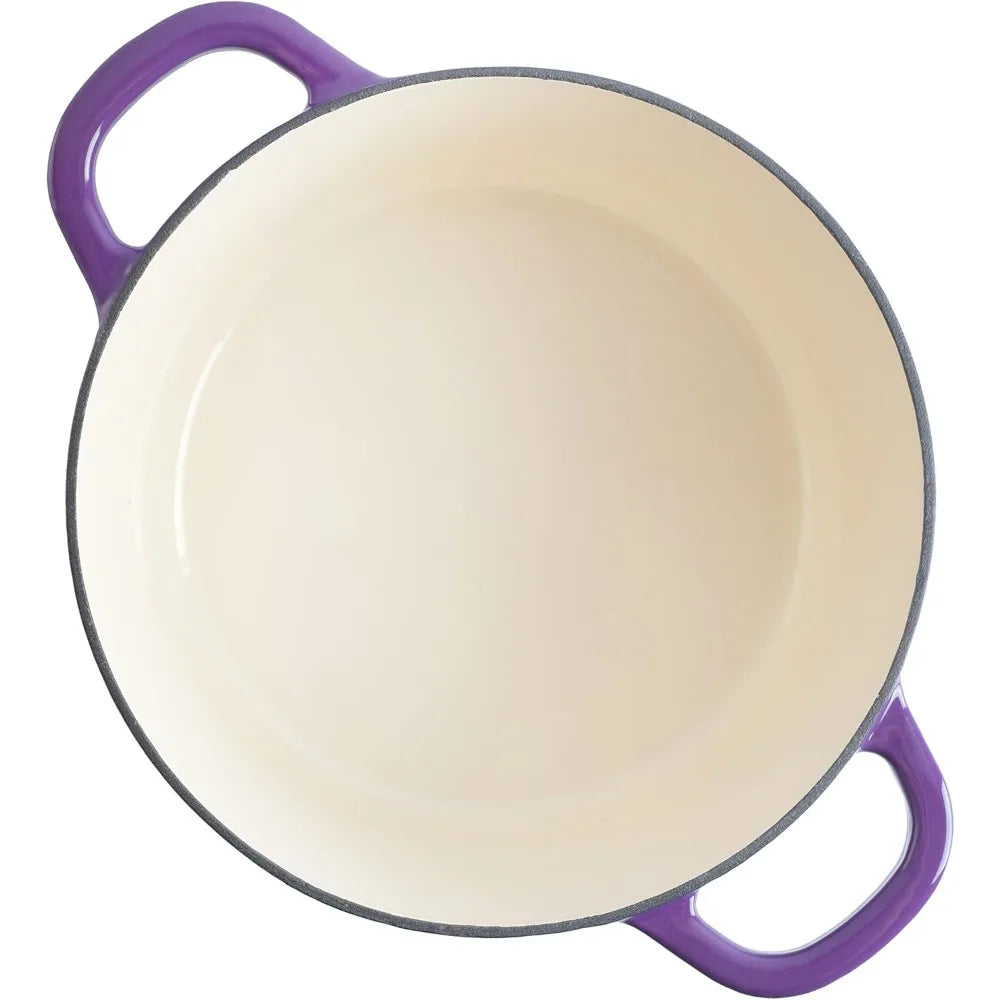 7-Quart Purple Enameled Cast Iron Dutch Oven for Slow Cooking, Baking & Braising