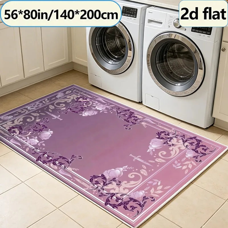 Purple Gothic Floral Sword-Patterned Border Carpet, Mysterious and Luxurious Carpet