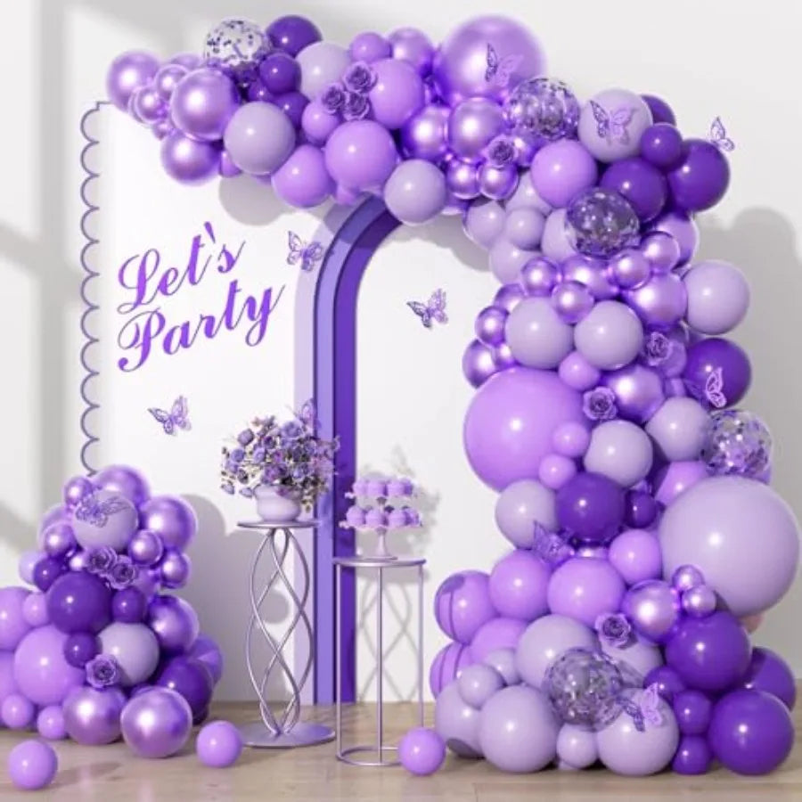 136 pcs Purple Balloons Garland Arch Kit