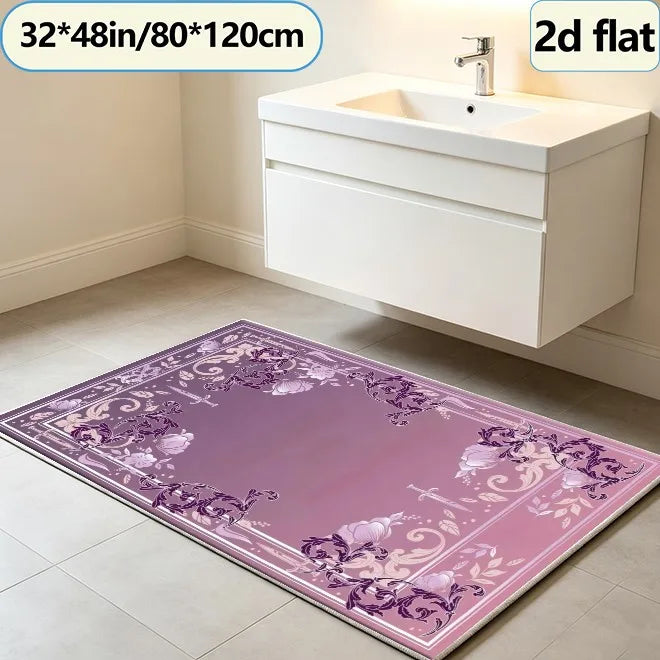 Purple Gothic Floral Sword-Patterned Border Carpet, Mysterious and Luxurious Carpet