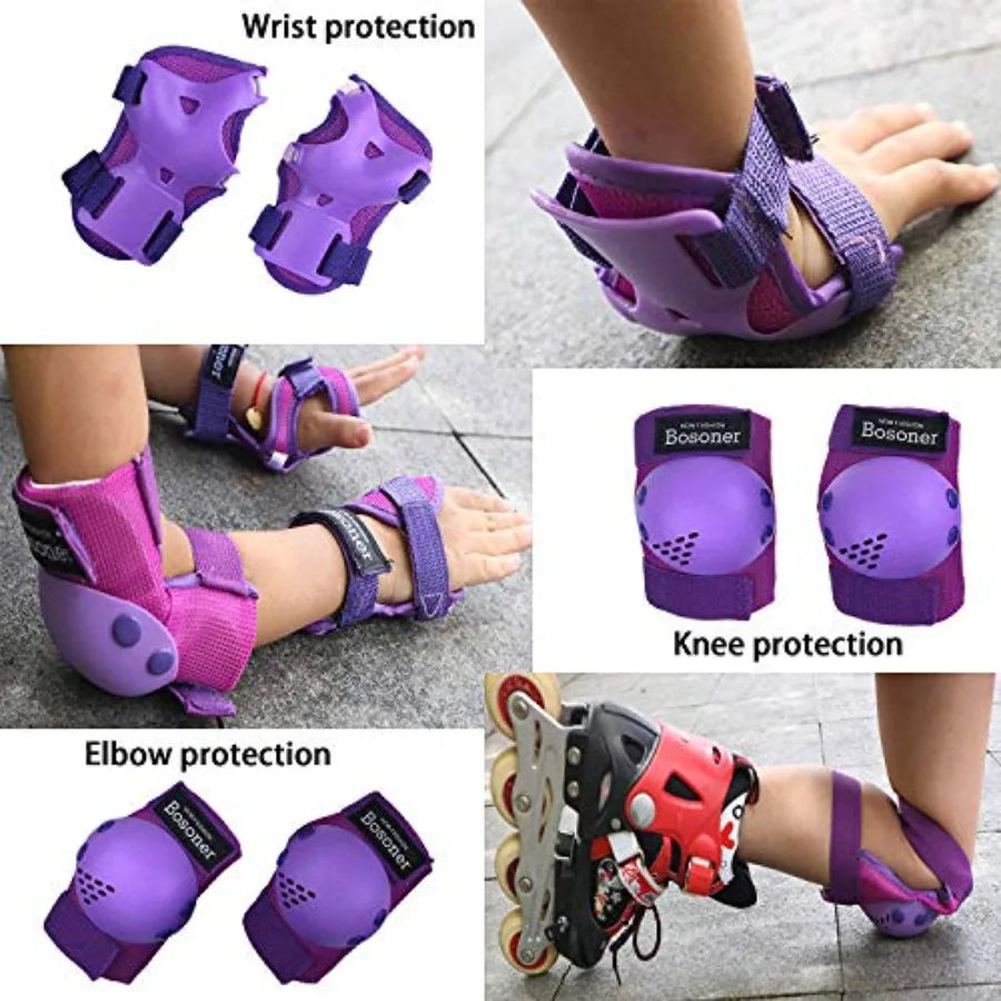Youth Knee Pads Elbow Pads Wrist Guards Set for 3-15 Years