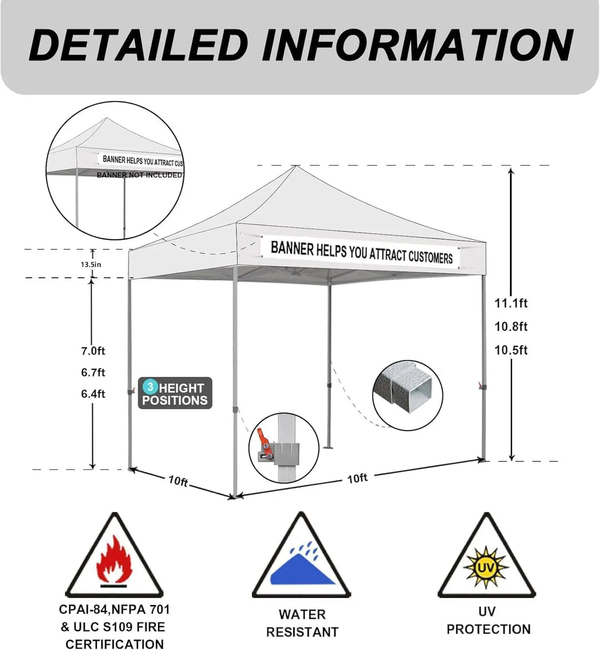 10x10ft Pop Up Canopy, Heavy Duty Portable Shelter Gazebo with Patented No-Tip Rolling Storage Bag and 4 Sandbags, UV & Water Resistant, Purple