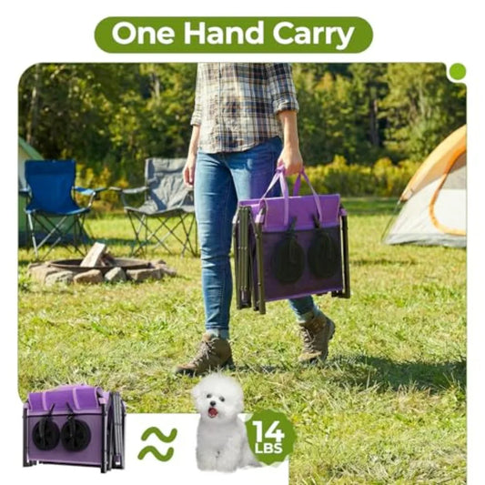 Purple Collapsible Wagon Cart Lightweight 220lbs Capacity