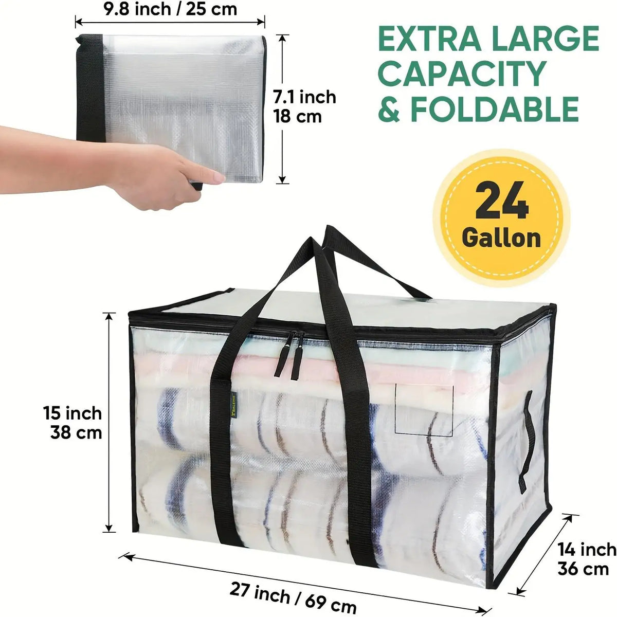 6-Count Heavy-Duty Extra Large Collapsible Zippered Storage Bags
