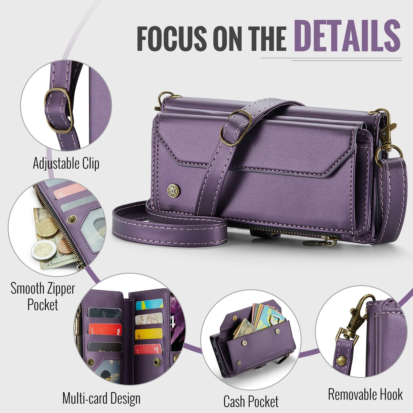for iPhone Air/17/17 Pro/17 ProMax Case Wallet RFID Blocking with 7-Card Holder