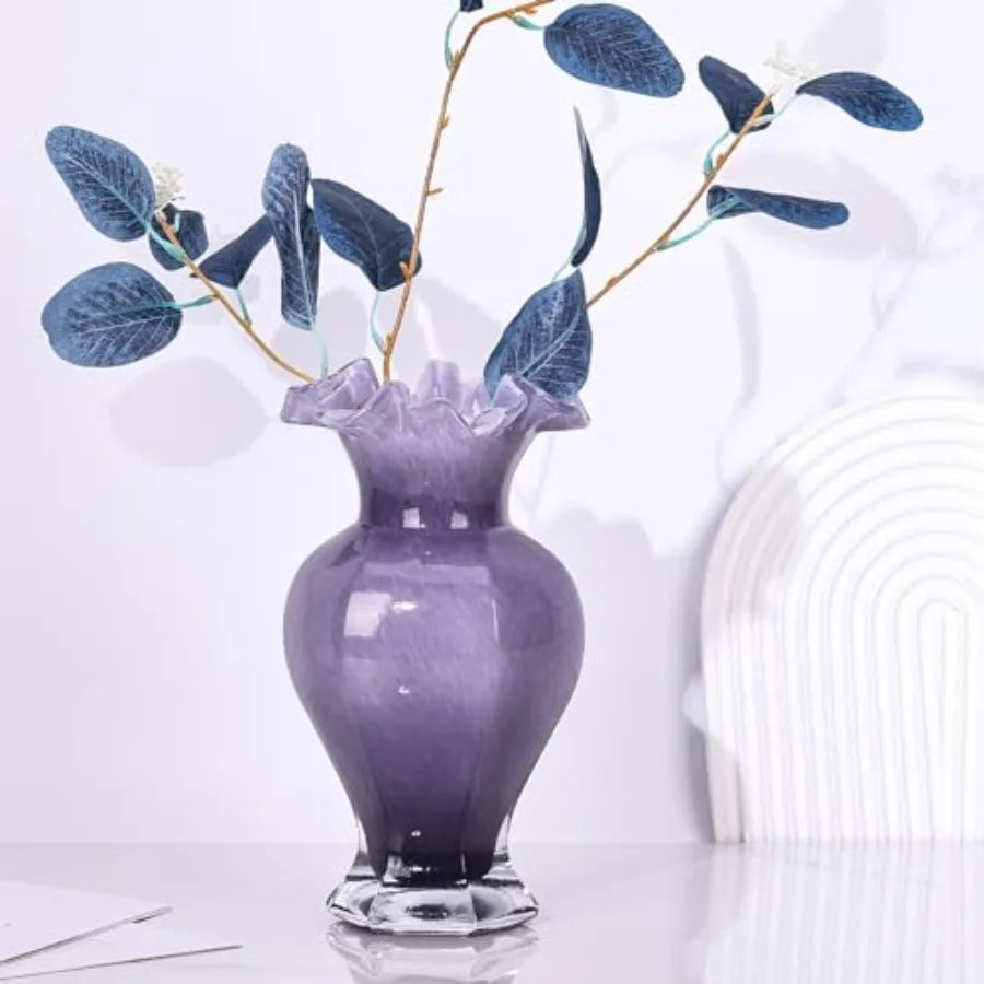 9.5" Tall Glass Vase Beautiful Hand Blown Glass