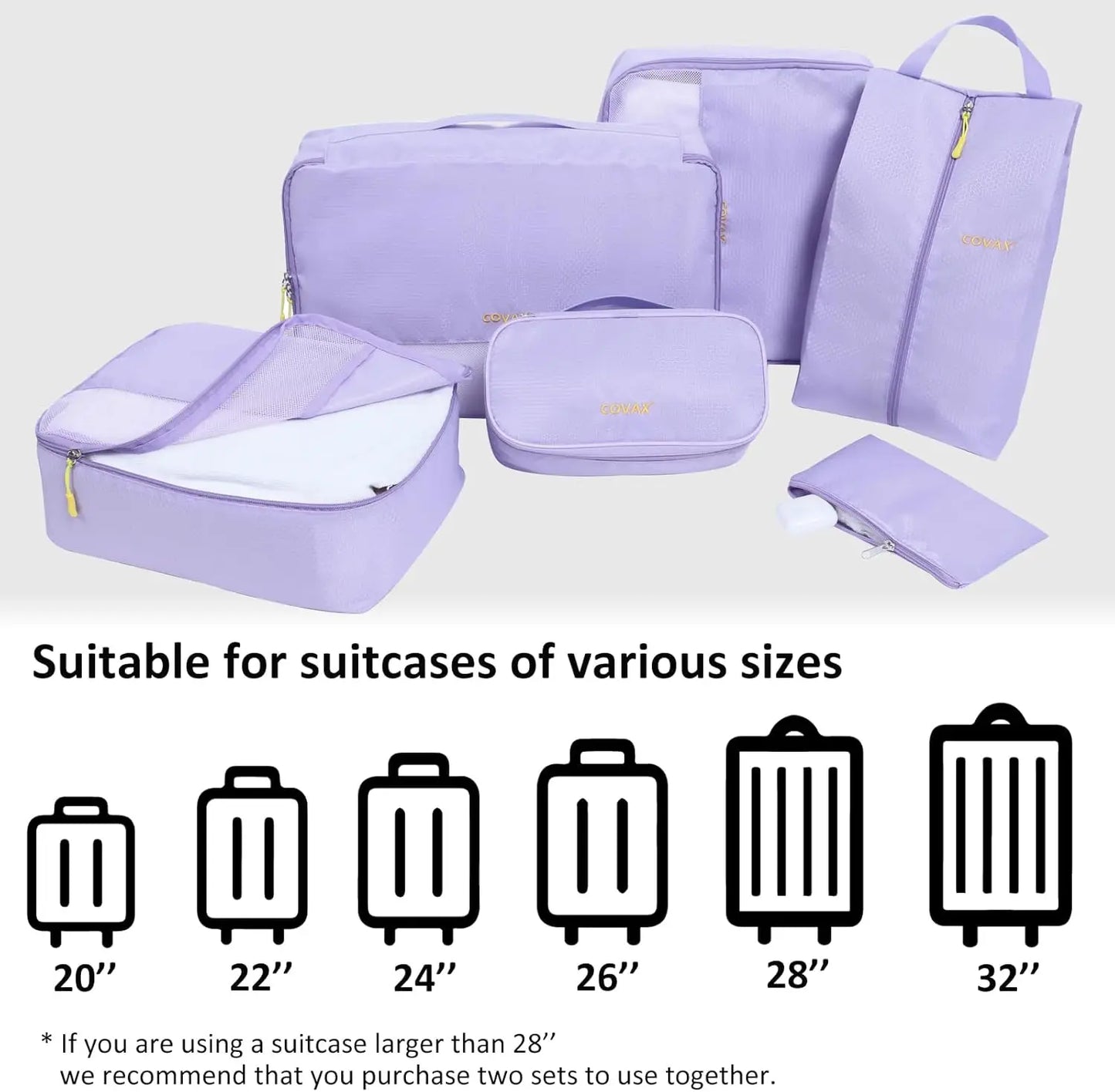 5-Piece Travel Packing Cubes Set, Lightweight Luggage Organizer Bags in Purple