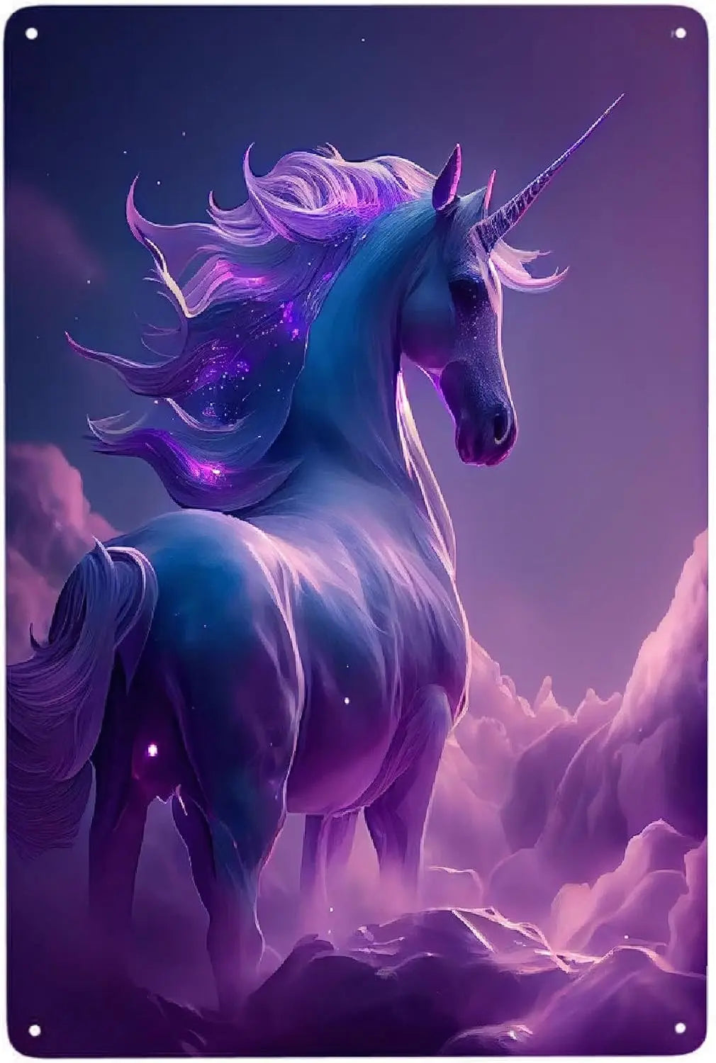 Purple Unicorn Metal Poster Sign Decor Funny Aluminum 12x8 Inch Posters