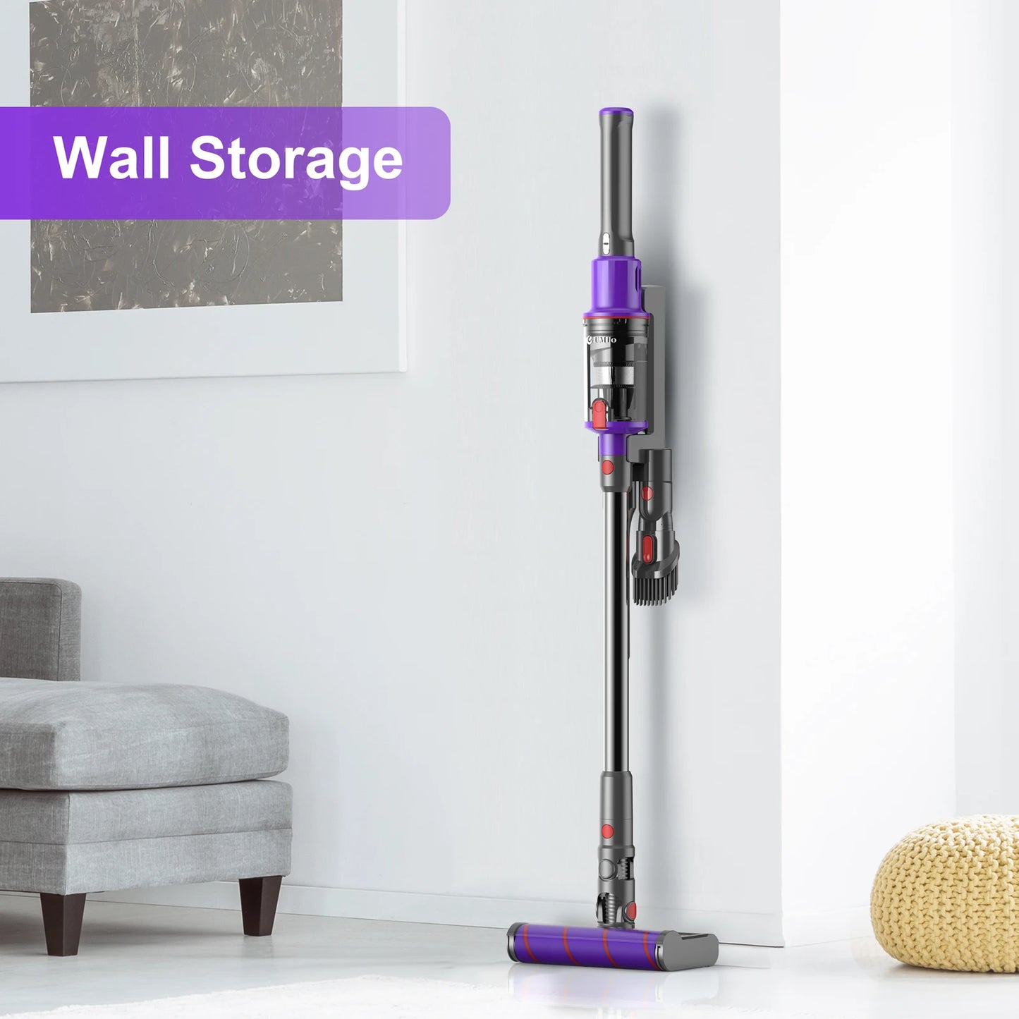 Cordless Vacuum Cleaner,  Powerful Stick Vacuum with Brushless Motor, Purple