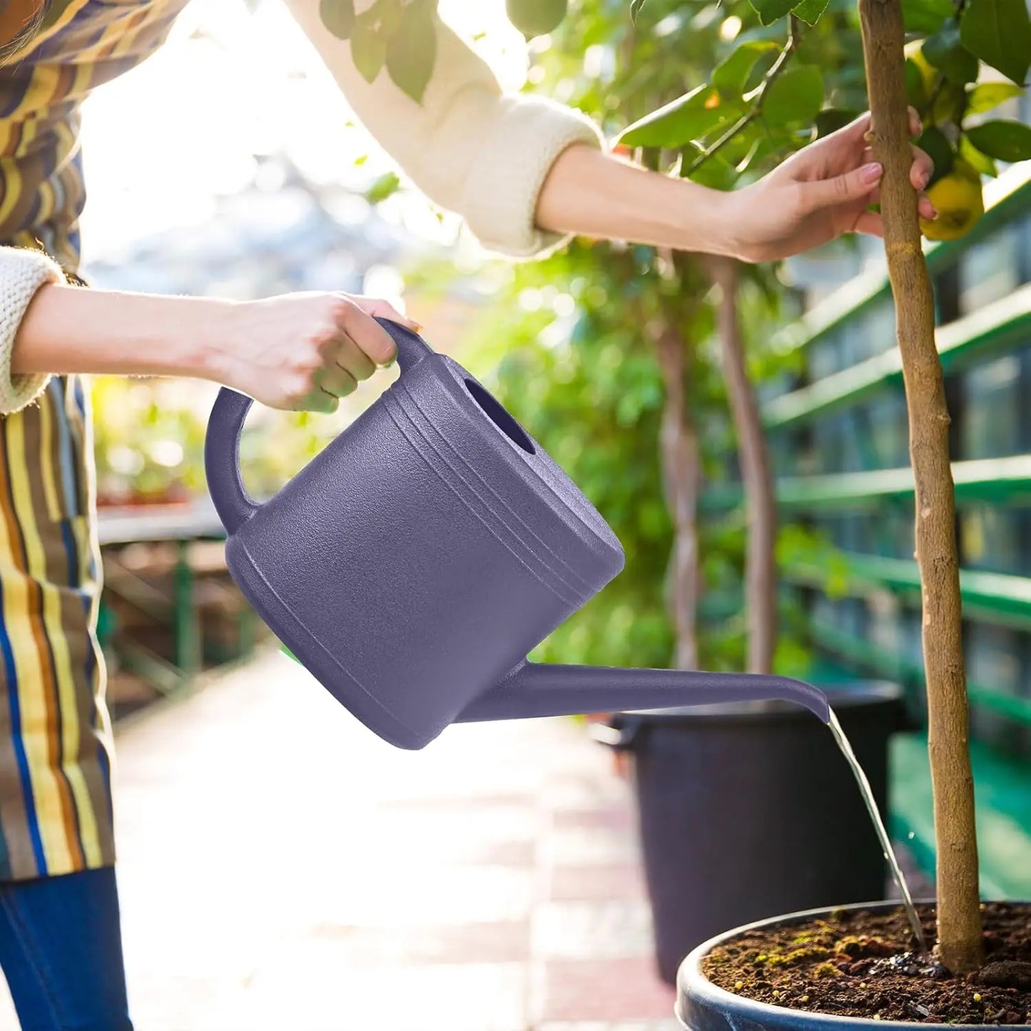 Purple Watering Can with Long Spout for Home Garden, 1/4 Gallon Capacity