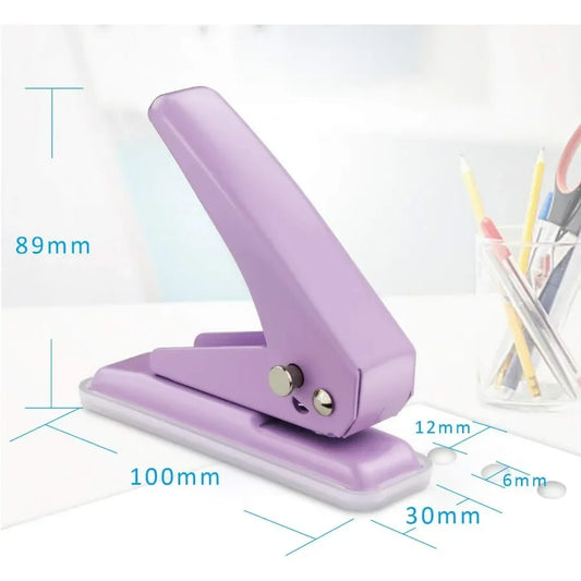 Handheld Single Hole Puncher with 1/4 Inches Diameter for 20 Sheets Capacity Metal Construction