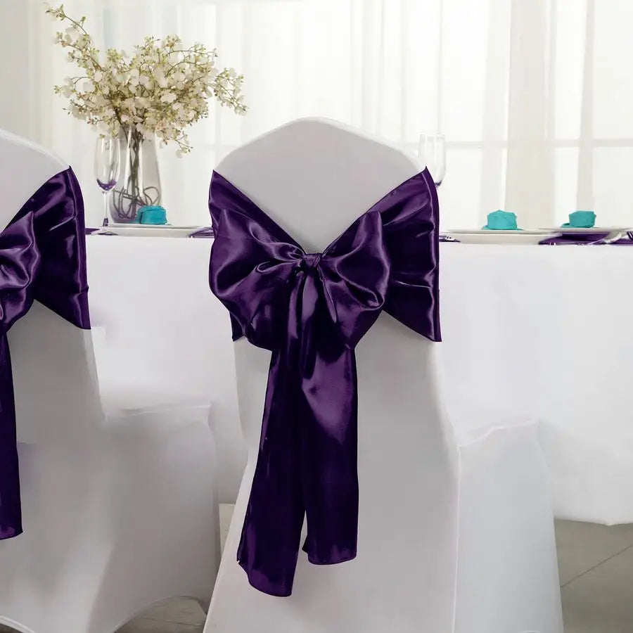 24 Pack Purple Satin Table Runner 12 x 108 Inch, Smooth Table Runners for Wedding Banquets Birthday Party