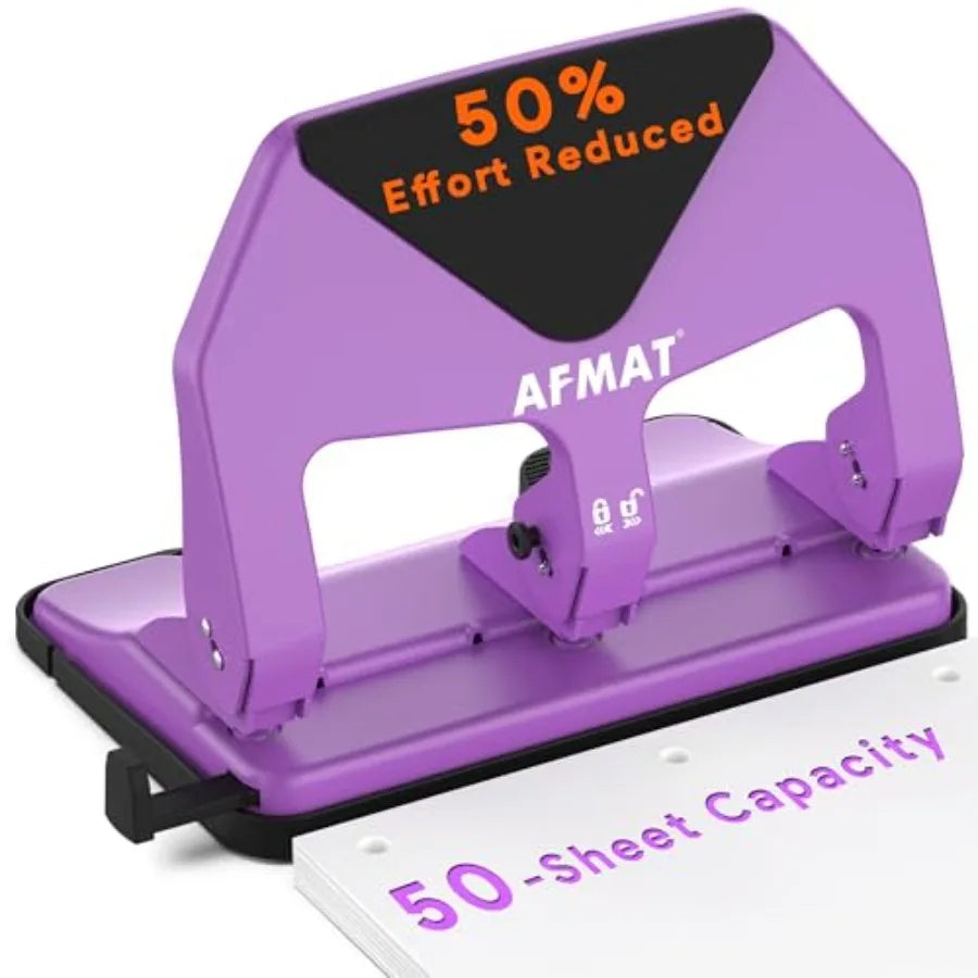 Heavy Duty 3 Hole Punch 50-Sheet Capacity 50% Reduced Effort