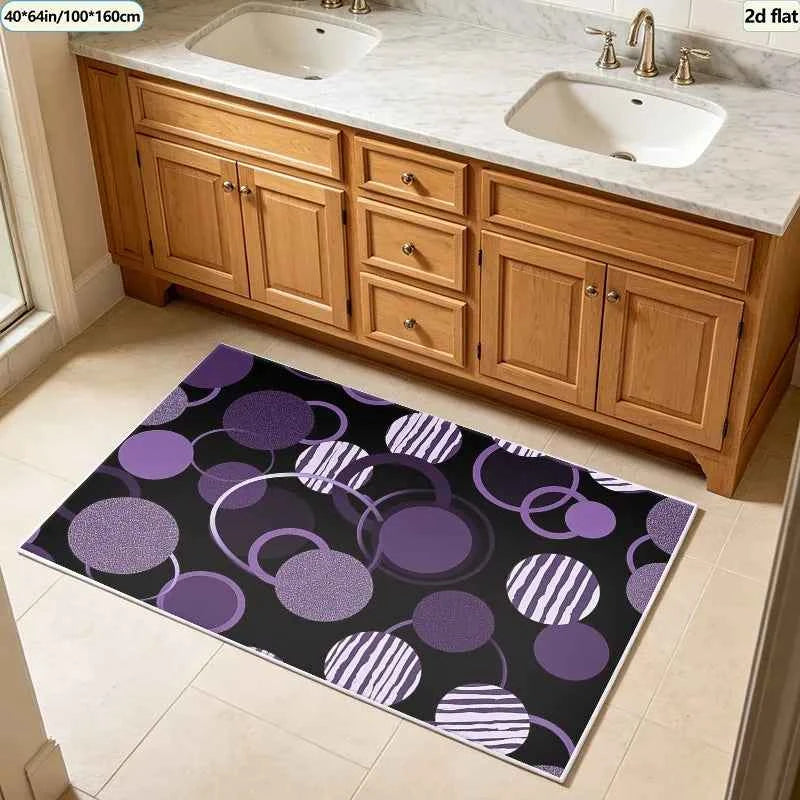 Purple Circular Abstract Geometric Carpet,