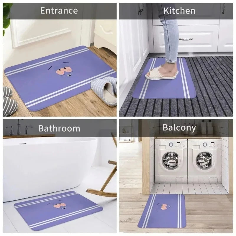 Purple Eye Print Non-Slip Doormat, Soft Floor Carpet for Bathroom Living Room Balcony