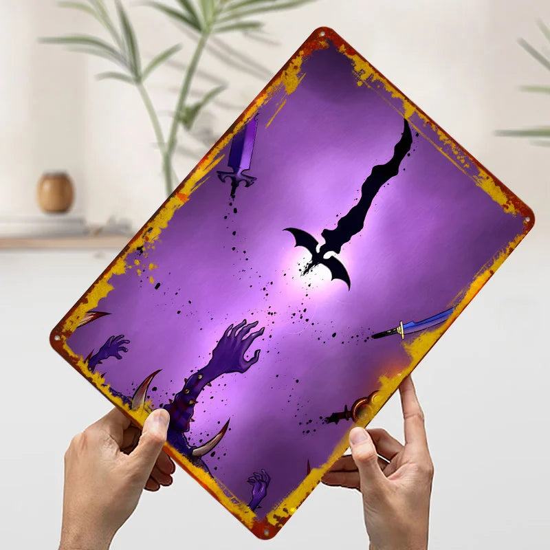 Fantasy Swords and Monster Art Printed Poster Customizable Wall Art Retro Vintage Metal Tin Signs