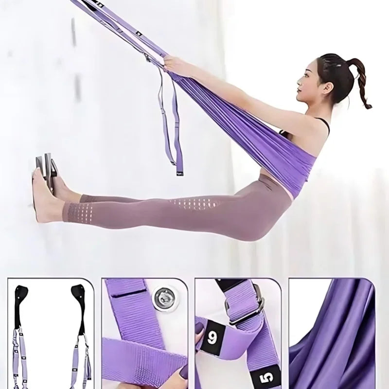 Purple Aerial Yoga Sling - 59×27in (150×68cm) Door-Mounted Design, 40mm Widened Adjustable Webbing