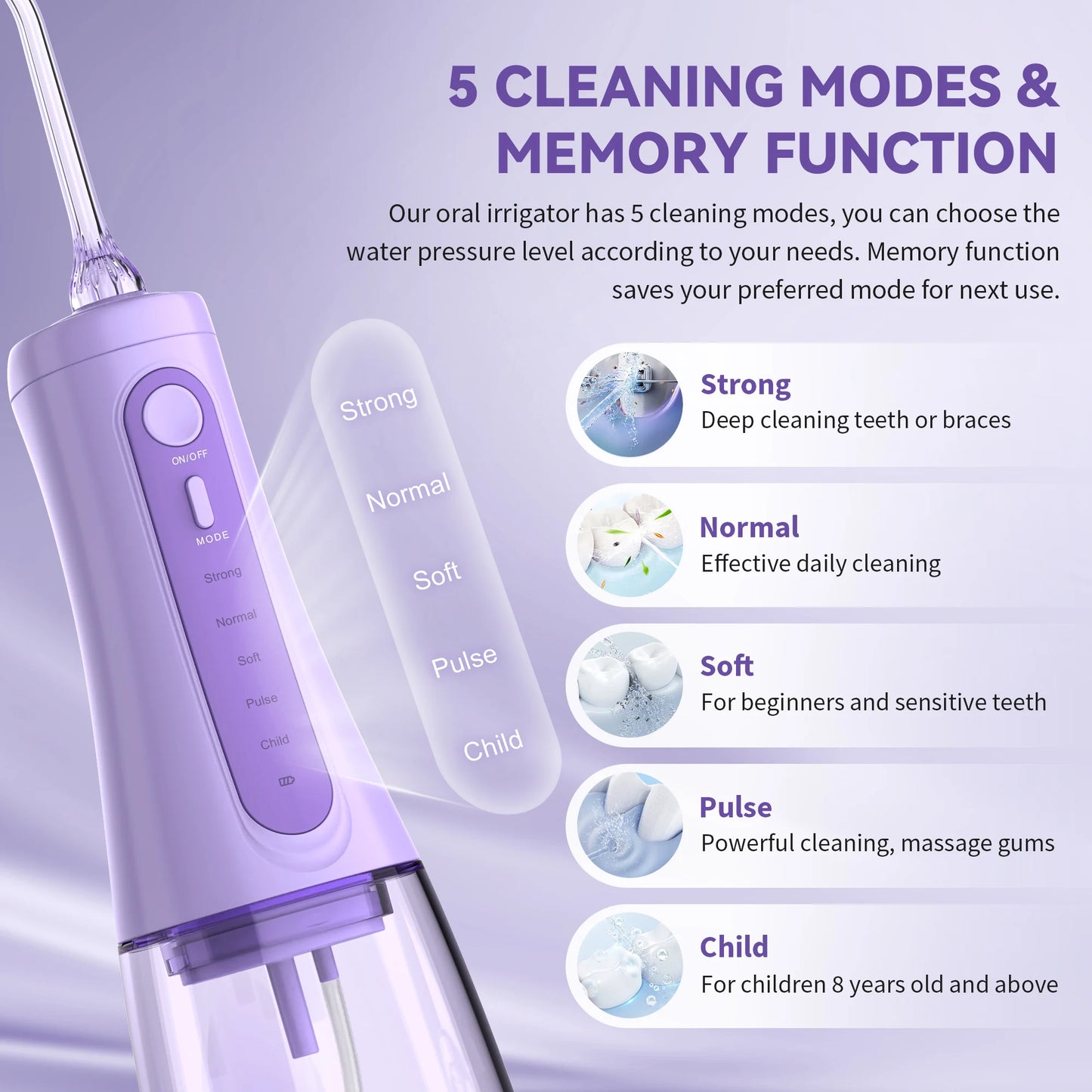 Water Flossers Oral Irrigator Rechargeable Portable 5 Modes