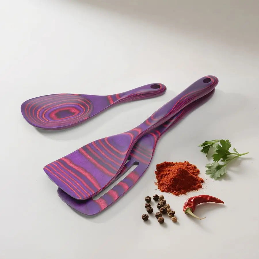 Wood Kitchen Utensil Set, purple NonStick