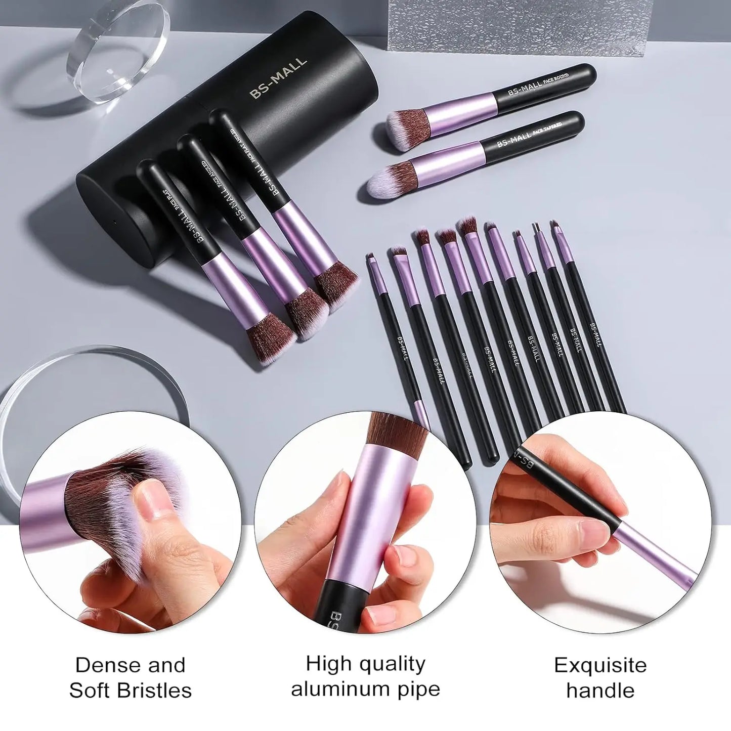 14-Piece Purple Makeup Brush Set with Travel Case