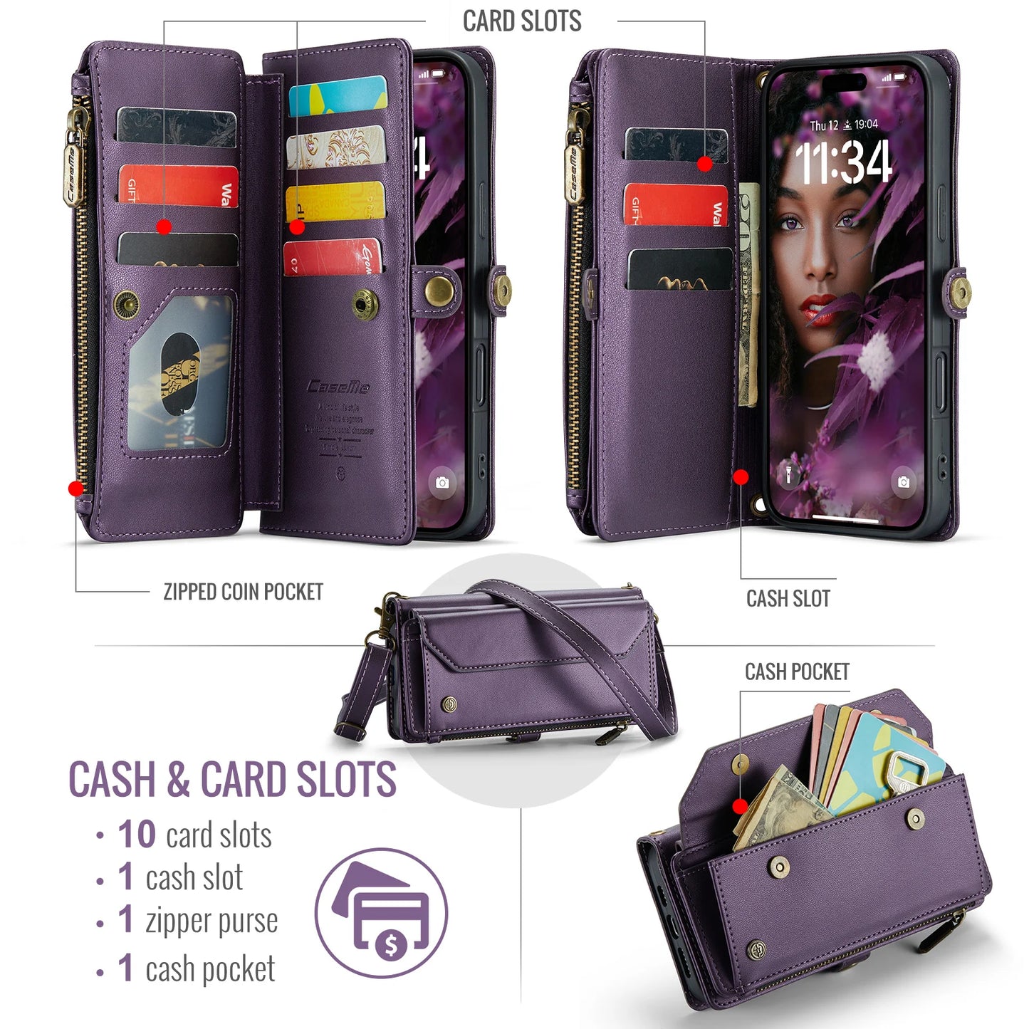 for iPhone Air/17/17 Pro/17 ProMax Case Wallet RFID Blocking with 7-Card Holder