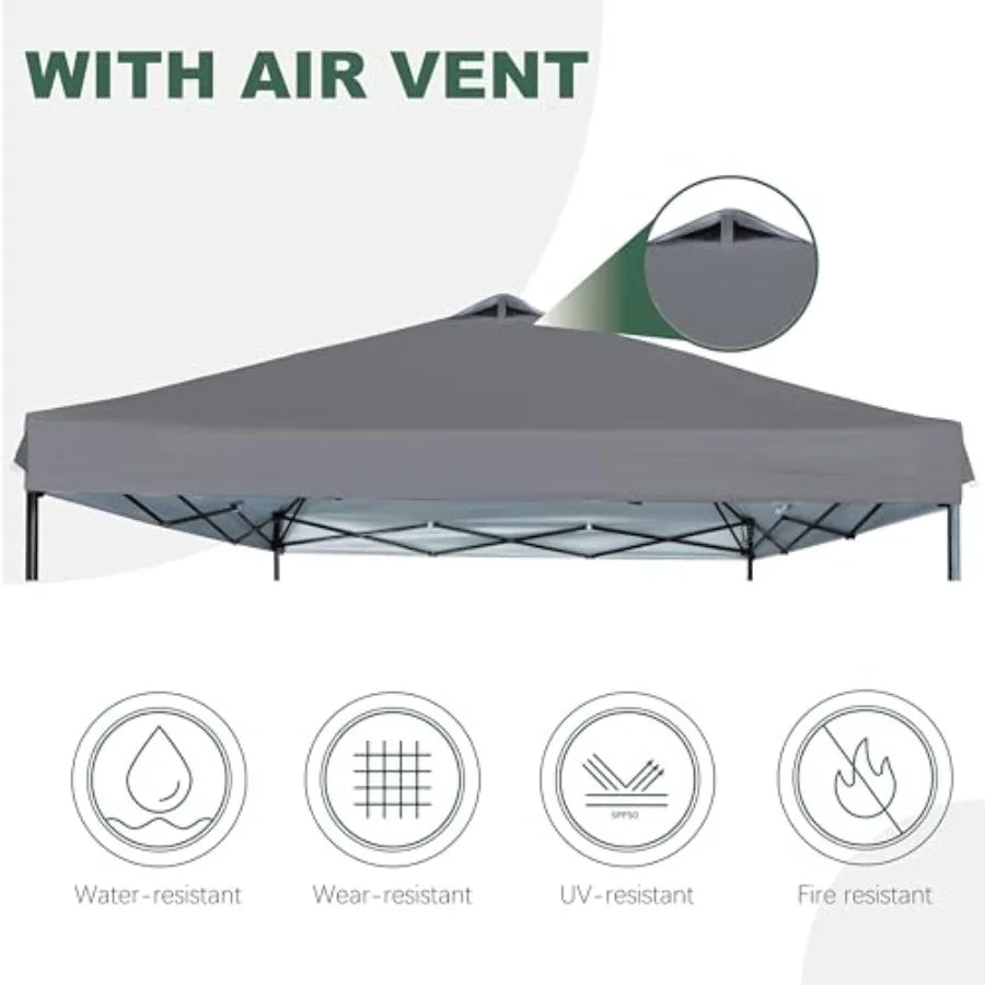 Canopy Replacement Top with Air Vent Silver Coated for Straight Leg Canopy Frame, Dark Grey