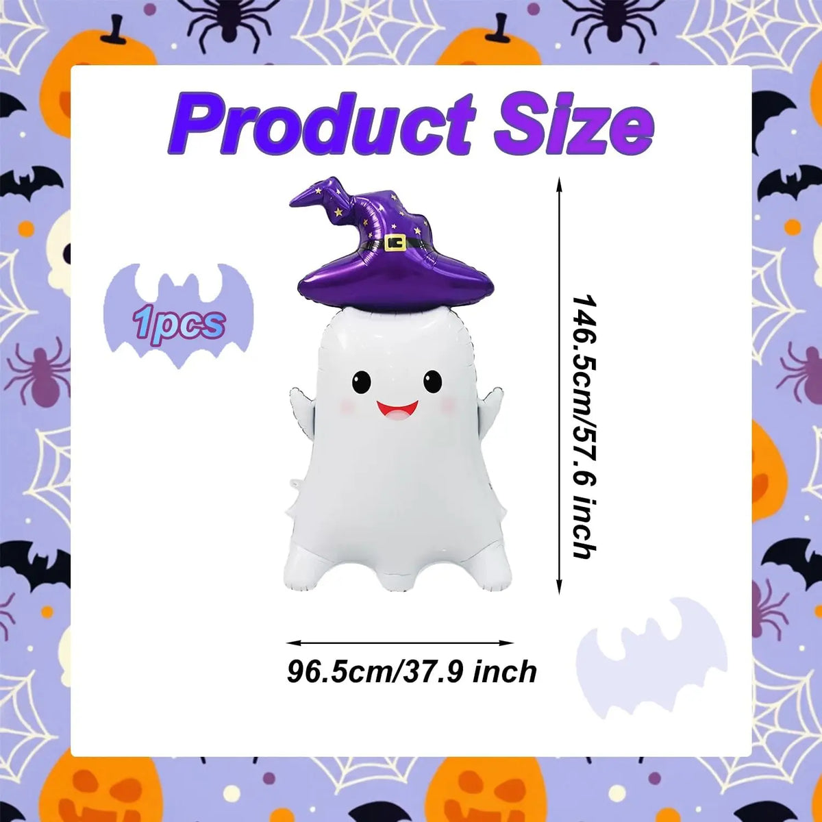 2 Pcs Self Standing Ghosts Balloons, Large Halloween Ghosts Mylar Balloons