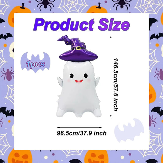 2 Pcs Self Standing Ghosts Balloons, Large Halloween Ghosts Mylar Balloons
