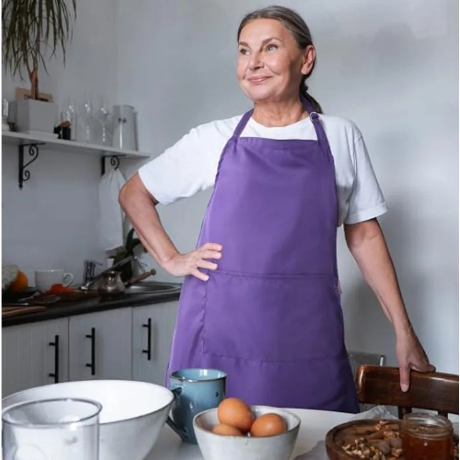 Purple Apron with Pockets: Lightweight and Adjustable