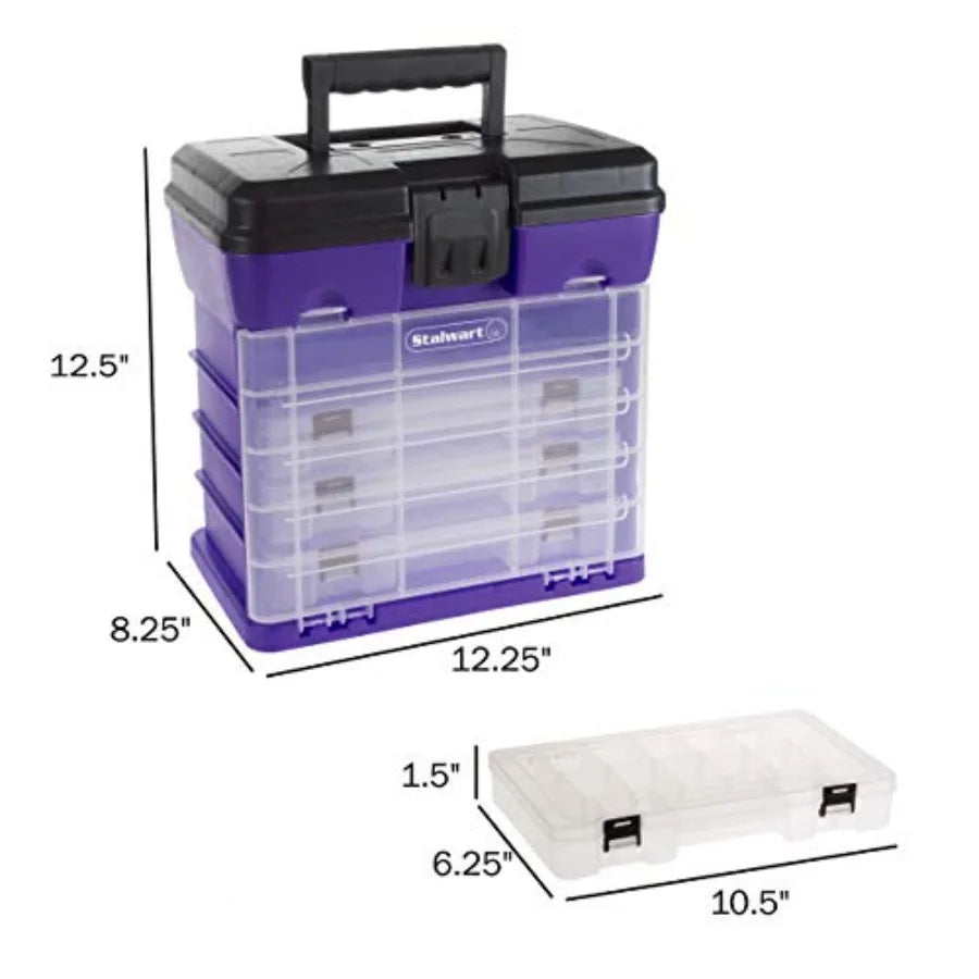 Storage and Toolbox-Durable Organizer Utility Box-4 Drawers with 19 Compartments Each