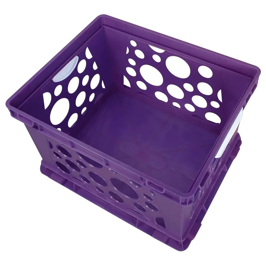 Premium File Crate with Handle Cutouts Letter and Legal Document and Folder Storage, Purple, 1 Pack