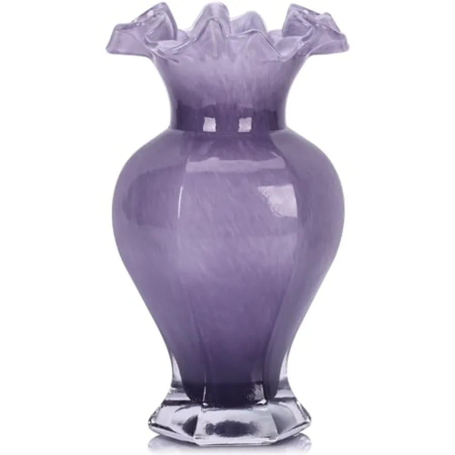 9.5" Tall Glass Vase Beautiful Hand Blown Glass