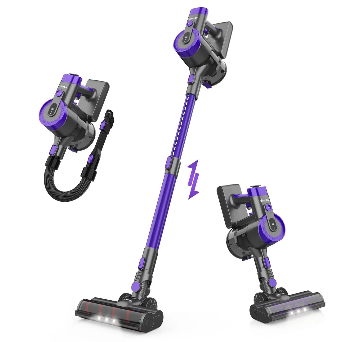 DEVOAC V90 Cordless Vacuum Cleaner, 6 in 1 Ultra-Light Stick Vacuum, 365W Motor 28KPa Handheld for Hard Floor Carpet Pet Hair