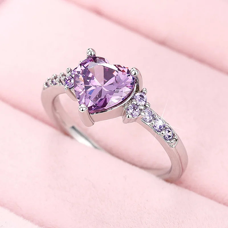 Luxurious Sparkling Purple Zircon Women's Ring