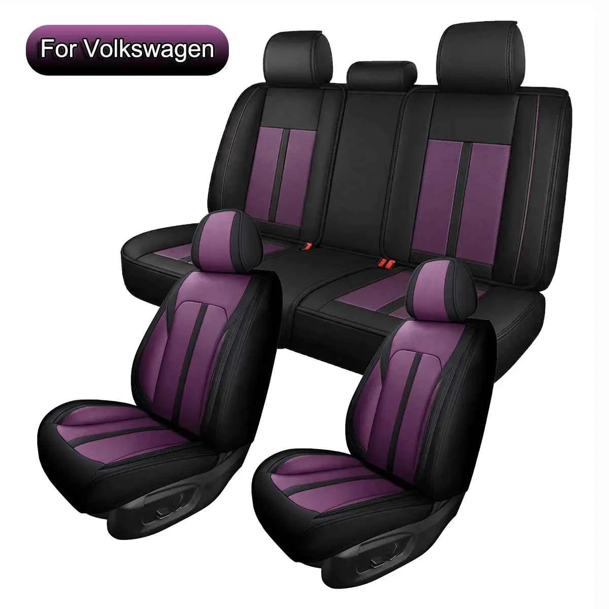 Car Seat Covers, Fit for VW Jetta, Tiguan, Golf, Passat, Polo, Taos, ID.4, CC/Arteon, Touareg,T-Roc, Phaeton, PU Leather Front Seats and Back, 5 Seat Protectors