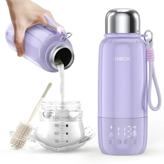 Portable Bottle Warmer for Travel - 3Min Fast Heating of Breast Milk and Formula, 36W Fast Charge, 17 oz Large Capacity