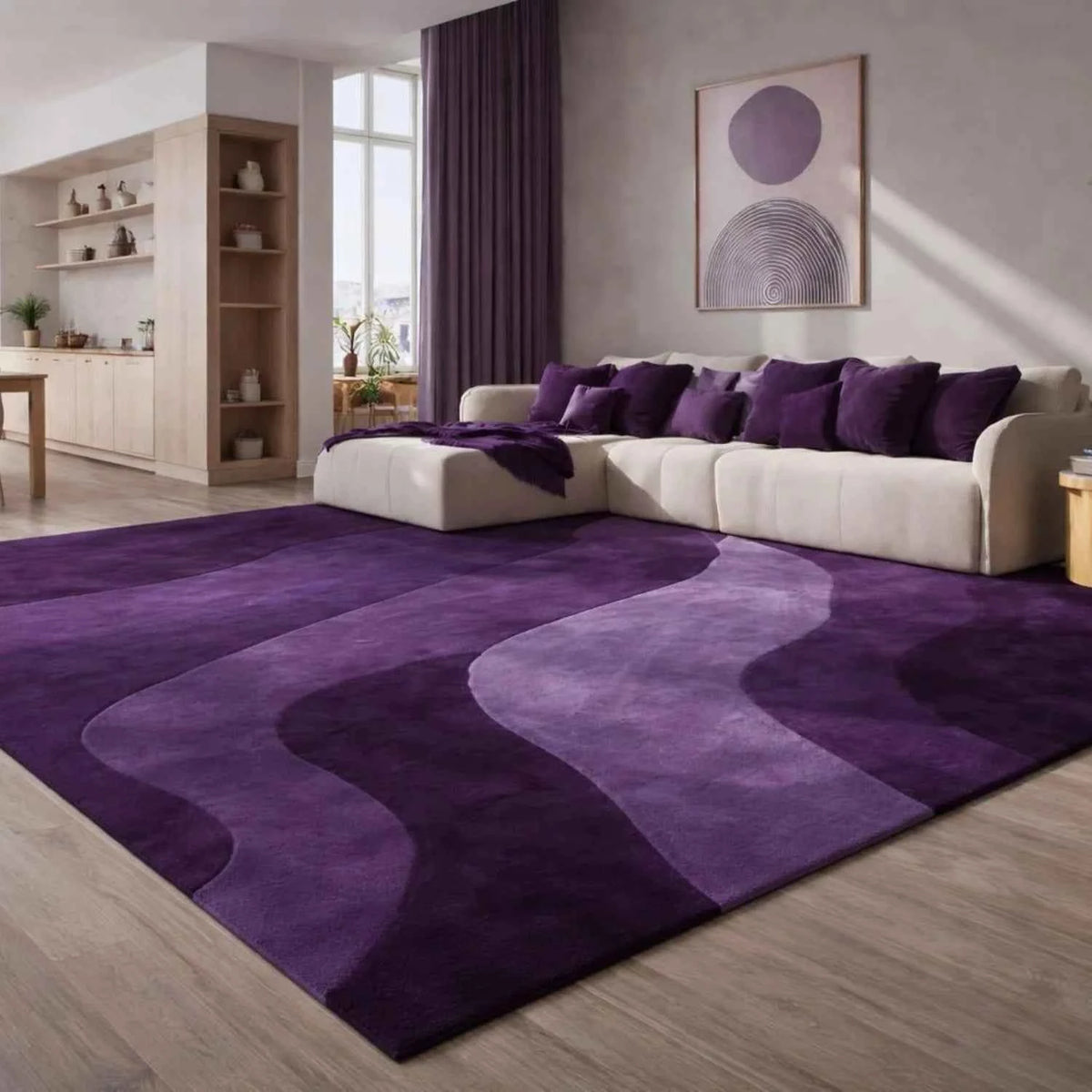Room Decor Rug  Modern Purple Wave  Area Rug