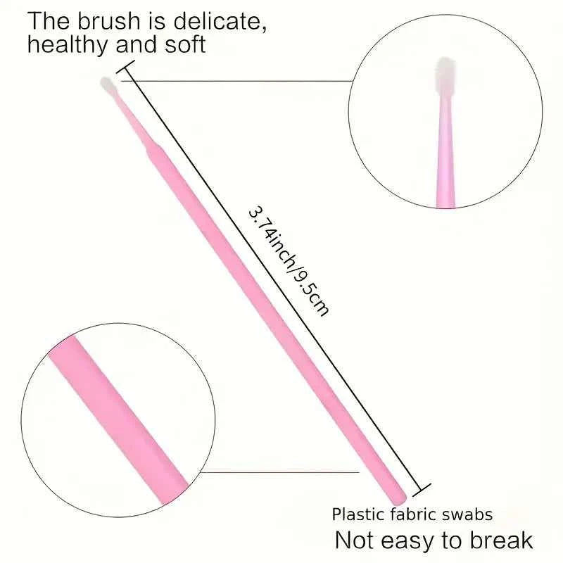 100Pcs Disposable Micro Cotton Swabs Lash Extension Cleaning Brush