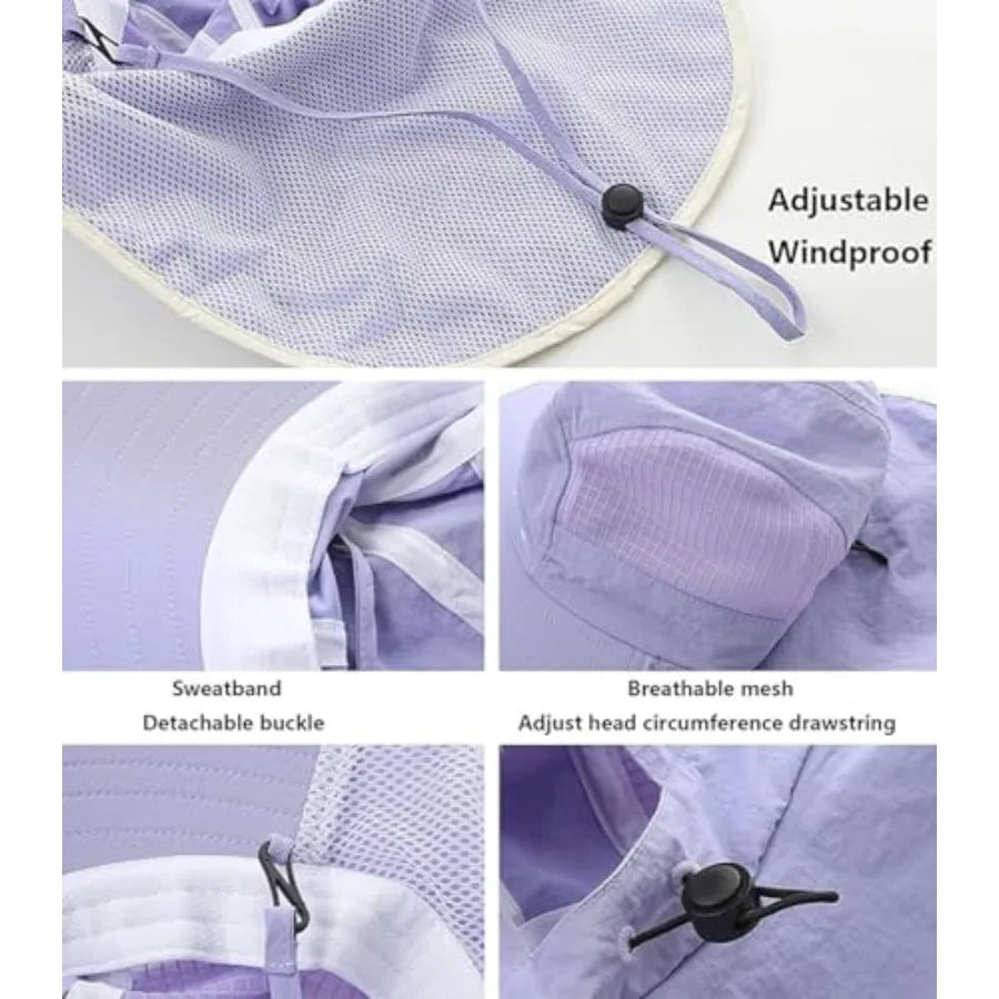 UV Sun Protection Hat Women Foldable Neck Flap Wide Brim Fishing Hat