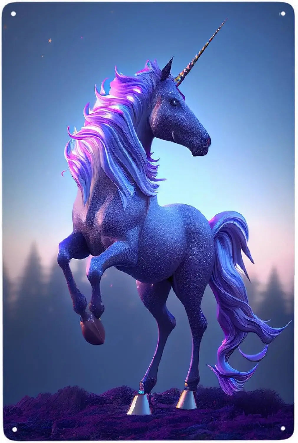 Purple Unicorn Metal Poster Sign Decor Funny Aluminum 12x8 Inch Posters