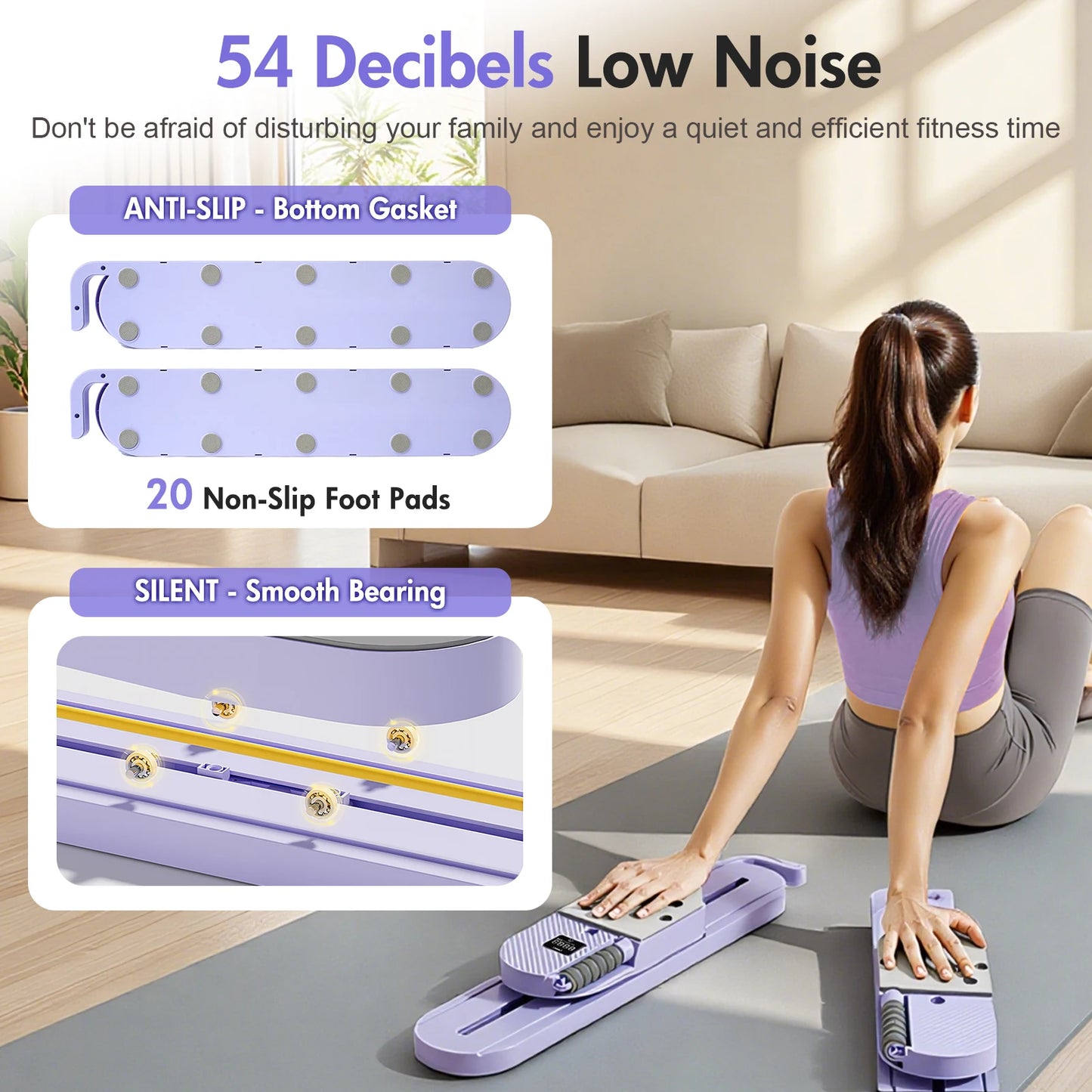 2-in-1 Split Ab Pilates Portable Ski Board Core/Leg Abdominal Strength Trainer Workout Foldable