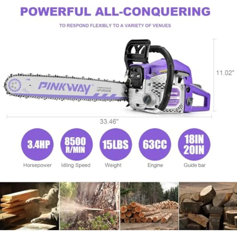 2-cycle 26CC Chainsaw Saw Gas Powered 20" Cordless, Handheld